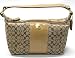 AUTHENTIC COACH ERGO SIGNATURE PATENT STRIPE SMALL/COSMETIC TOP HANDLE POUCH 41066 (Khaki/Camel)