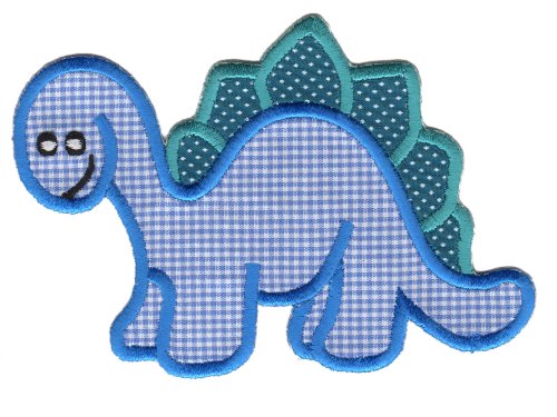PatchMommy Iron On Applique Patch, Blue Dinosaur - Kids Baby