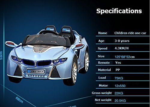 New 2015 BMW I8 Vision Sport Edition Style Kids Ride on Car, Power Wheels Battery with Remote Control Toy Car- Blue