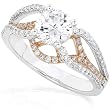 One of a Kind 1-1/2ctw Certified Round Brilliant Diamond Ring in 18kt Two-Tone Gold