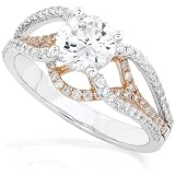Search : One of a Kind 1-1/2ctw Certified Round Brilliant Diamond Ring in 18kt Two-Tone Gold