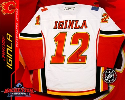 Jarome Iginla Autographed/Hand Signed Calgary Flames White Reebok Premier Jersey