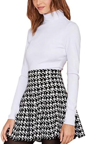 hodooyee Checks Grid Pattern Houndstooth Black And White Skirts Size L Black