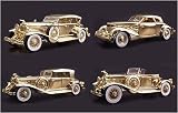 Diecast 1930 Packard Speedster, 1932 Chrysler Le Baron, 1934 Duesenberg J-Class Royalton, 1937 Cord, - 1:32 Scale