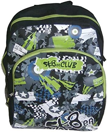 SK8er Club Blue Green Geometric Skater Backpack Sport School Travel Back Pack