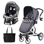 Peg Perego 2011 Skate Stroller Pram System with Car Seats and Fashionable Diaper Bag - Pois Grey
