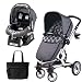 Peg Perego 2011 Skate Stroller Pram System with Car Seats and Fashionable Diaper Bag - Pois Grey
