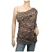 Plus size Animal Print Single Shoulder Chiffon Top Brown