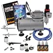 Master Airbrush Tattoo System. 3 Airbrushes, Air Compressor, Deluxe Book of 100 Stencils, 6' Hose, Airbrush Holder, 3 Quick Couplers, Black, Red & Blue Temporary Tattoo Ink in 1-oz Bottles. Now Includes a (FREE) How to Airbrush Training Book to Get You Started.