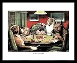C. M. Coolidge (Bold Bluff, Dogs Playing Poker) Black Wood-Mounted Art Poster Print - 20 X 16