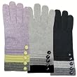 Women's Five Buttons Hand Accented Cuff Knitted Wool Acrylic Gloves - Various Colors