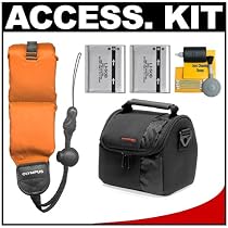 Olympus Floating Camera Strap (Orange) + Case + Accessory Kit for Stylus 1030 SW, TOUGH-6000 & TOUGH-8000
