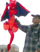GIANT STUFFED DRAGON - 30-inches-tall Body PLUS 26-inches-long TAIL - 40-inches-wide WINGSPAN - Color: RED