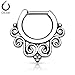 Lobal Domination 1pc Tribal Swirls Design Septum Clicker 316L Surgical Steel 14g or 16g Nose Ring