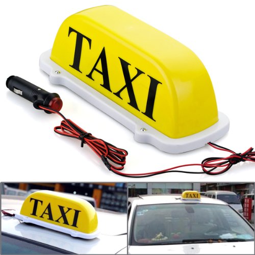 Yellow Taxi Cab Roof Top Illuminated Sign Topper Car LED Bulbs 12V