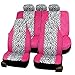 FH-FB121115 Zebra Prints Car Seat Covers, Airbag ready and Split Bench, Pink / White color