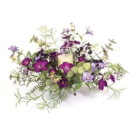 2 Pretty Pansy Artificial Silk Morning Glory Pillar Candle Holder Centerpieces
