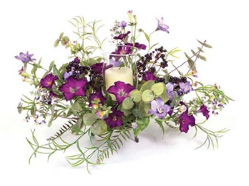 2 Pretty Pansy Artificial Silk Morning Glory Pillar Candle Holder Centerpieces