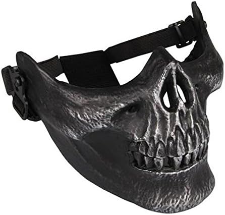 GEBANG Half Face Protection Skull Skeleton Mask Goggles Outdoor Sports Protective Mask Adjustable for Hunting Wargame and All Military Purpose (Black)