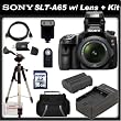 Sony a (alpha) SLT-A65V (A65) - Digital camera - SLR - 24.3 Mpix - Sony DT 18-55mm lens - SSE Package: Wireless Remote, Full Size Tripod, Replacement FM500H Battery, Rapid Travel Charger, 16GB SDHC Memory Card, Card Reader, Carrying Case, HDMI Cable, Shoe Mount Flash & SSE Microfiber Cleaning Cloth