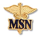 Prestige Medical Emblem Pin, MSN (Letters on Caduceus)
