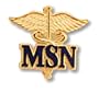 Prestige Medical Emblem Pin, MSN (Letters on Caduceus)
