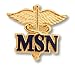 Prestige Medical Emblem Pin, MSN (Letters on Caduceus)