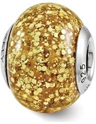 Sterling Silver Reflection Golden Glitter Italian Bead