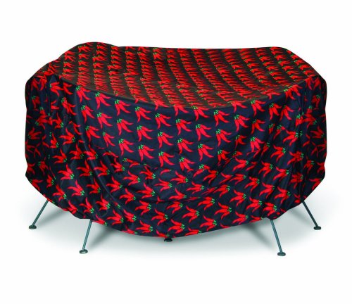 Two Dogs Designs, 84-inch Round Table Cover, Chili Peppers