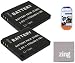 2 Pack Of NB-8L Batteries for Canon PowerShot A2200 IS A3000 IS A3100 IS A3300 IS Digital Camera Battery + LCD Screen Protectors + Micro Fiber Cleaning Cloth