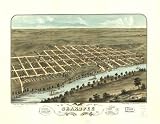 Bird's eye view of Shakopee, Scott County, Minnesota 1869. Drawn by A. Ruger & Stoner., large historic panoramic map reprint 46x36