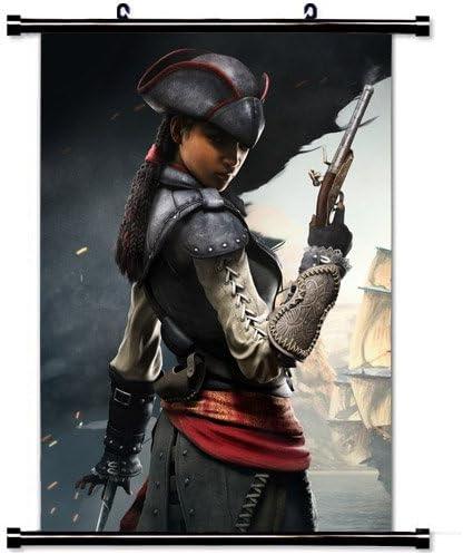 Art Poster with Aveline De Grandpre Assassins Creed Iv Black Flag Game Wall Scroll Poster Fabric Painting 24 by 36-Inch(60 X 90 cm)