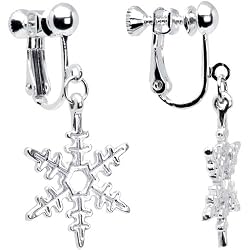 Holiday Winter Snowflake Clip Earrings