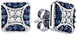 Beautiful White Gold 1/2 Ctw Blue and White Diamond Earrings ** SPECIAL **