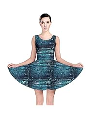 Polyester/Spandex Stretchy Tropical Print Skater Dress 