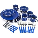 Stansport 24 Piece Enamel Camping Tableware Set