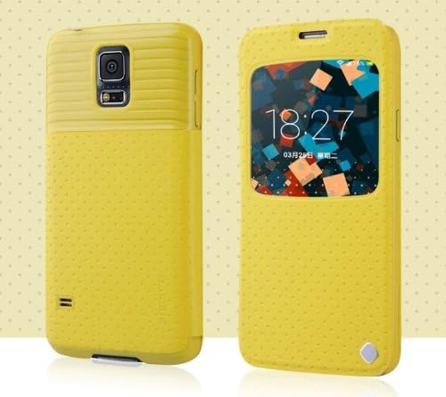 Pioneer Tech® New Slim Flip S-View Screen Case Cover For SAMSUNG Galaxy S5 G900 (yellow)