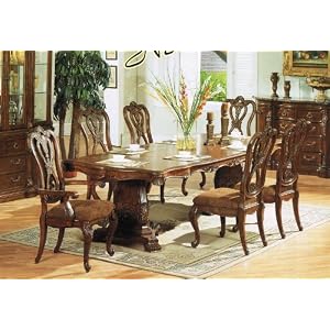 7pc Formal Dining Table and Chairs Set Cherry Finish by ACME