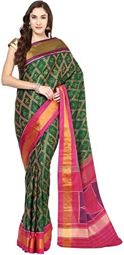 Fabroop Bottle Green Rajkot Patola Handloom Silk Saree