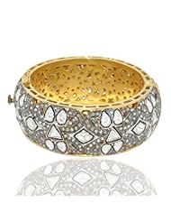 Sterling Silver Cz Polki Studded Gold Plated Handmade Designs New Fashion Silver Indian Bangle Bracelet Jewelry