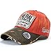 ililily Flexfit GANGNAM STYLE Vintage Distressed Pre-curved bill Fashion Design Text Logo patched on front and side Ball Cap Trucker Hat with Adjustable Strap (ballcap-558-4)