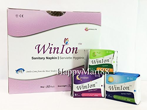 WinIon Anion Sanitary Napkins (Set of 80 Day Pads, 32 Overnight Pads, 120 Pantiliner Pads) by Winalite Love Moon