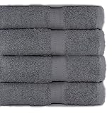 4 Thick & Thirsty Bath Towels 100% Cotton, Soft, Fluffy and Absorbent - Smoke Grey