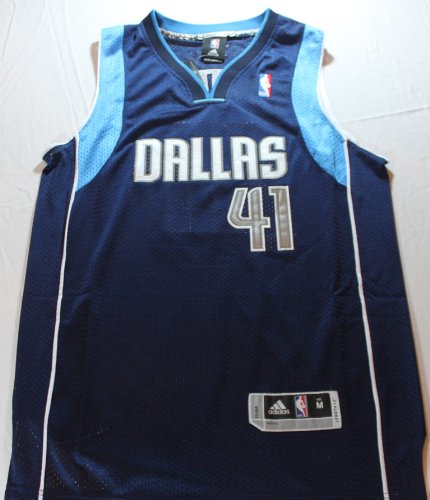 Dirk Nowitzki Dallas Mavericks Blue Sewn Jersey - Size 48 (Medium)