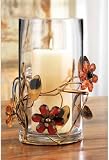 Vintage Glass and Metal Pillar Holder