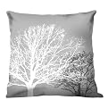 100% Thai Silk Decorative Pillow - Fall Trees Silver (18x18")