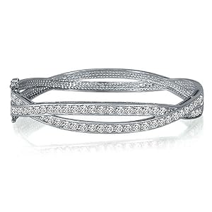 Sterling Silver Bracelet Cubic Zirconia CZ Accent Bangle