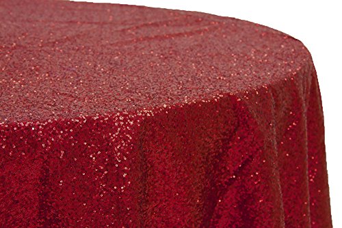 120" Round Red Sequin Sparkly Tablecloth