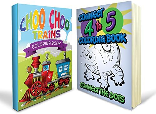 Trains Coloring Book Bundle Includes a Choo Choo Trains Coloring Book and Connect 4 to 5 Coloring Book with 100+ Awesome Fun Pages Perfect for Boys and Girls