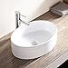 Mecor 20''x13.7'' Oval White Porcelain Bathroom Ceramic Vessel Sink Bowl Basin with Pop-up Drain
